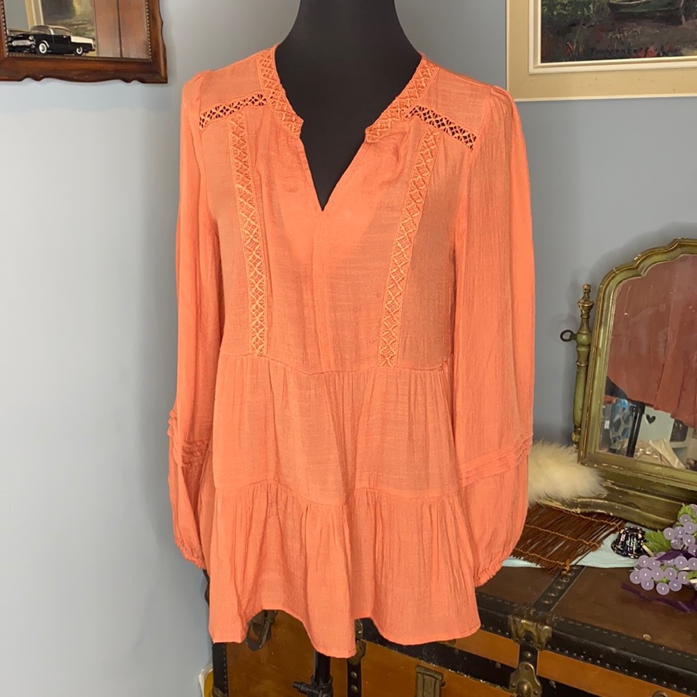 / Zac & Rachel Salmon Boho Peasant Shirt